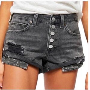 NWT Free People We the Free Romeo rolled hem black distressed shorts - 27
